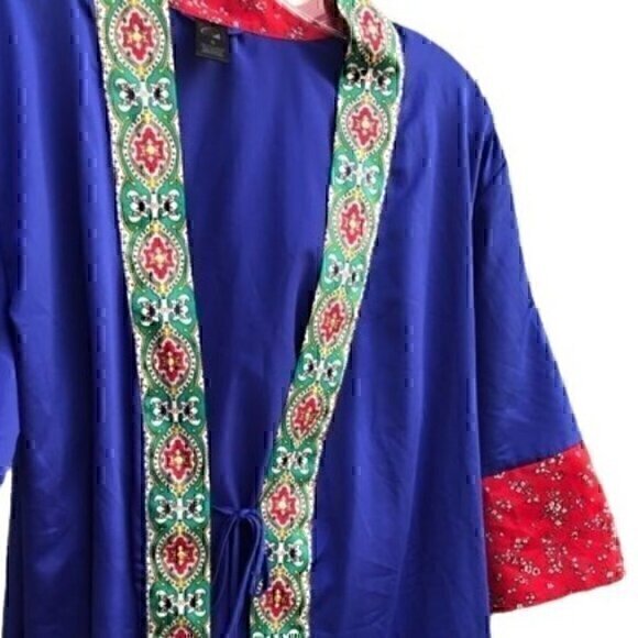 Women's Cabernet Silky Kimono Blue Red S - Picture 2 of 8